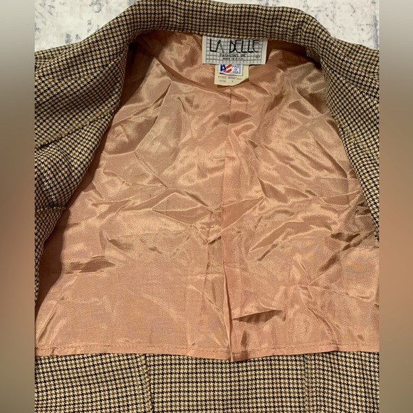 Vintage La Belle Women's Tan Houndstooth Blazer Jacket 3. J2 - Picture 11 of 14